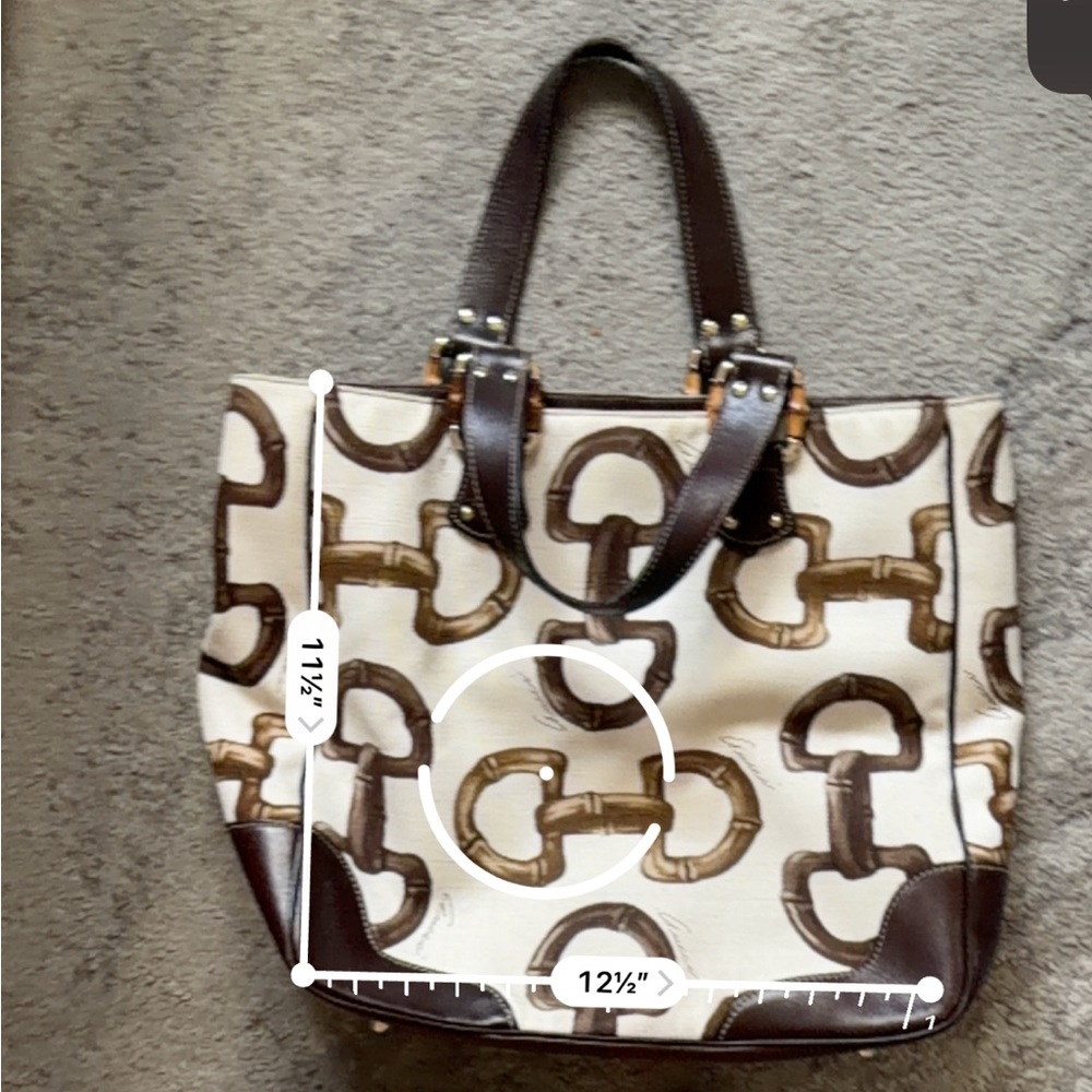 Like new Gucci Bamboo Tote Horsebit Print Canvas​ - Picture 9 of 9